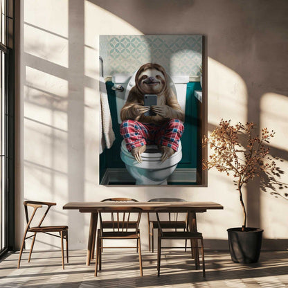 Bathroom Sloth Canvas Print Wall Art 1X3221649 - ART FEVER - Art Fever