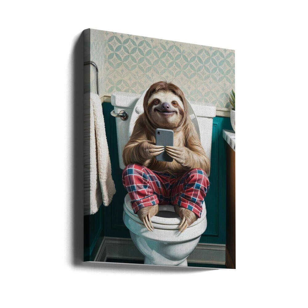Bathroom Sloth Canvas Print Wall Art 1X3221649 - ART FEVER - Art Fever