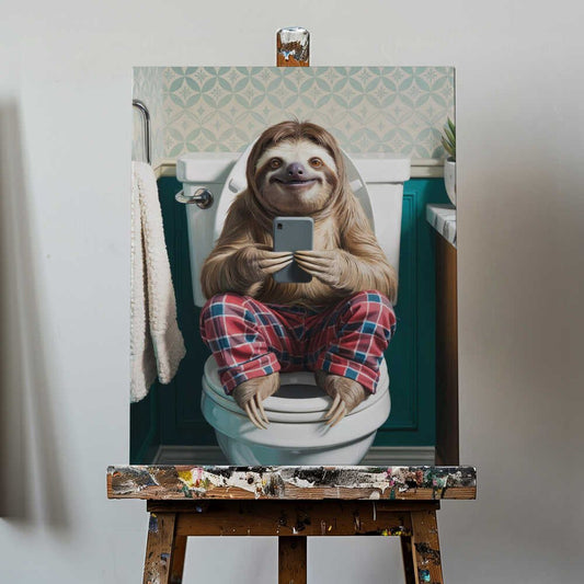 Bathroom Sloth Canvas Print Wall Art 1X3221649 - ART FEVER - Art Fever