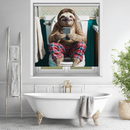 Bathroom Sloth Printed Picture Photo Roller Blind - 1X3221649 - Art Fever - Art Fever
