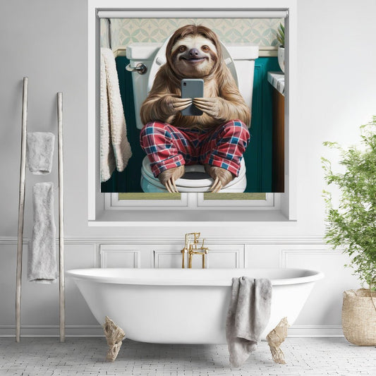 Bathroom Sloth Printed Picture Photo Roller Blind - 1X3221649 - Art Fever - Art Fever