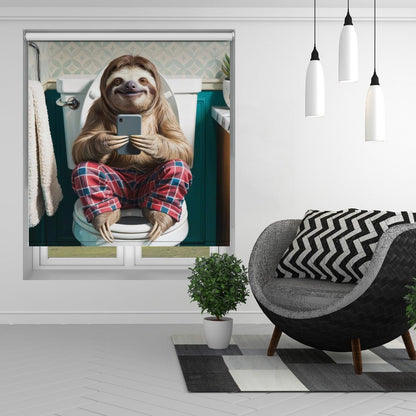 Bathroom Sloth Printed Picture Photo Roller Blind - 1X3221649 - Art Fever - Art Fever