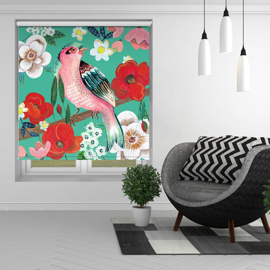 Bird and Flowers Illustration Printed Picture Photo Roller Blind - 1X2676927 - Art Fever - Art Fever