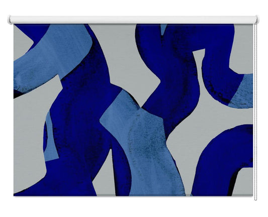 Blue Abstract Brush Strokes 65X Printed Picture Photo Roller Blind - 1X2659447 - Art Fever - Art Fever