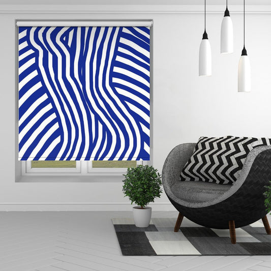 Blue and White Striped Nude Printed Picture Photo Roller Blind - 1X2629729 - Art Fever - Art Fever