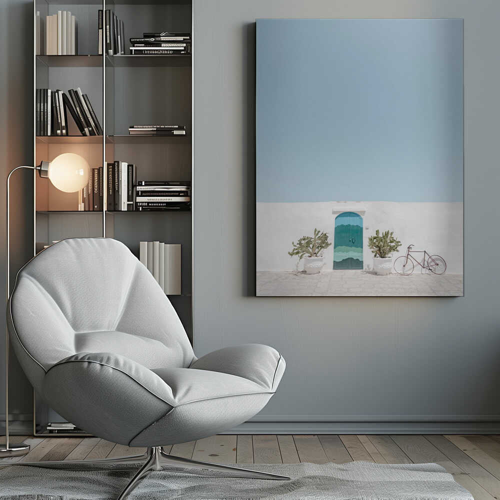 Blue Door Vintage Bike Canvas Print Wall Art 1X2741581 - ART FEVER - Art Fever