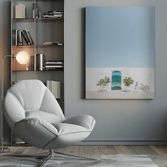 Blue Door Vintage Bike Canvas Print Wall Art 1X2741581 - ART FEVER - Art Fever