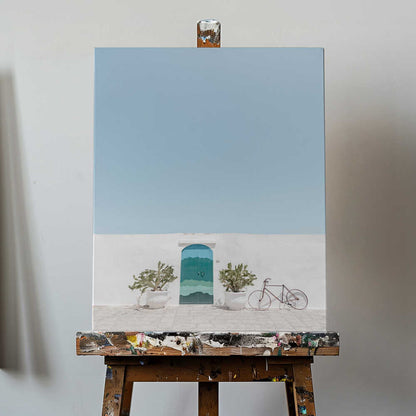 Blue Door Vintage Bike Canvas Print Wall Art 1X2741581 - ART FEVER - Art Fever