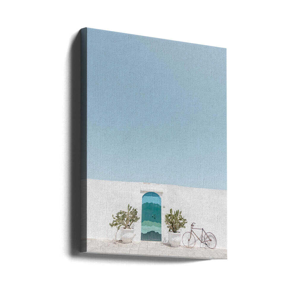 Blue Door Vintage Bike Canvas Print Wall Art 1X2741581 - ART FEVER - Art Fever