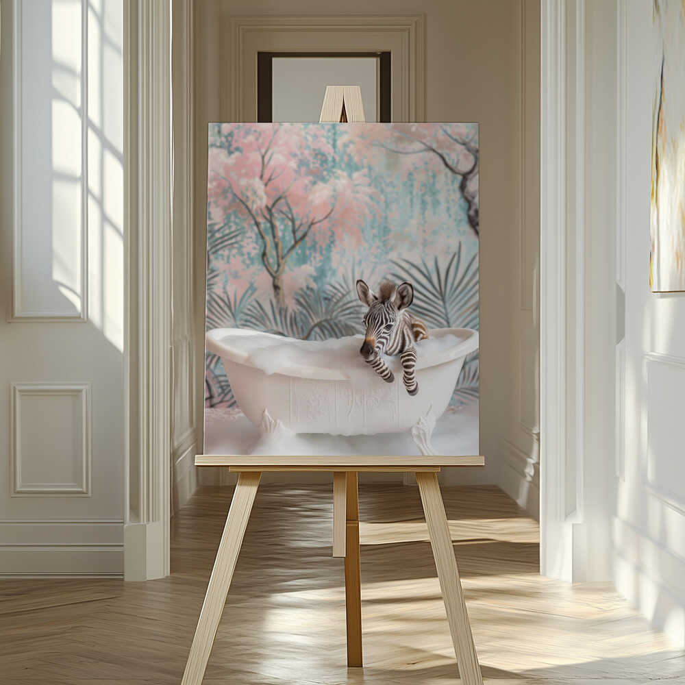 Bubbly Zebra Delight Canvas Print Wall Art 1X3062976 - ART FEVER - Art Fever