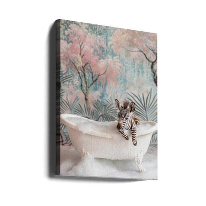 Bubbly Zebra Delight Canvas Print Wall Art 1X3062976 - ART FEVER - Art Fever