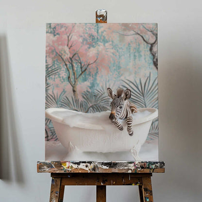 Bubbly Zebra Delight Canvas Print Wall Art 1X3062976 - ART FEVER - Art Fever