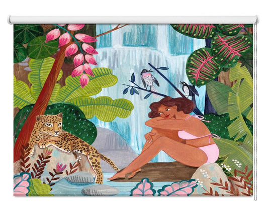 By the Waterfall Illustration Printed Picture Photo Roller Blind - 1X2664209 - Art Fever - Art Fever