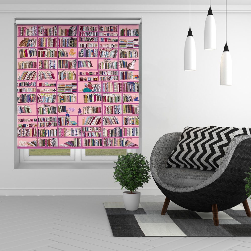 Cozy Pink Library Printed Roller Blind - 1X2779518