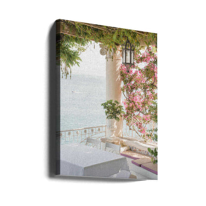 Pink Flowers Ocean View Canvas Print Wall Art 1X2710915