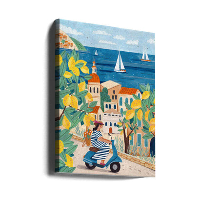Travel poster woman on the Amalfi coast, Italy  Canvas Print Wall Art 1X2797979