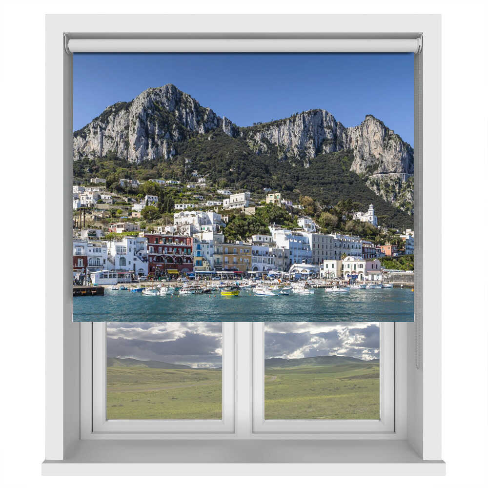 Capri Italy Marina Grande Harbor Printed Roller Blind - 1X3215509 - Art Fever - Art Fever