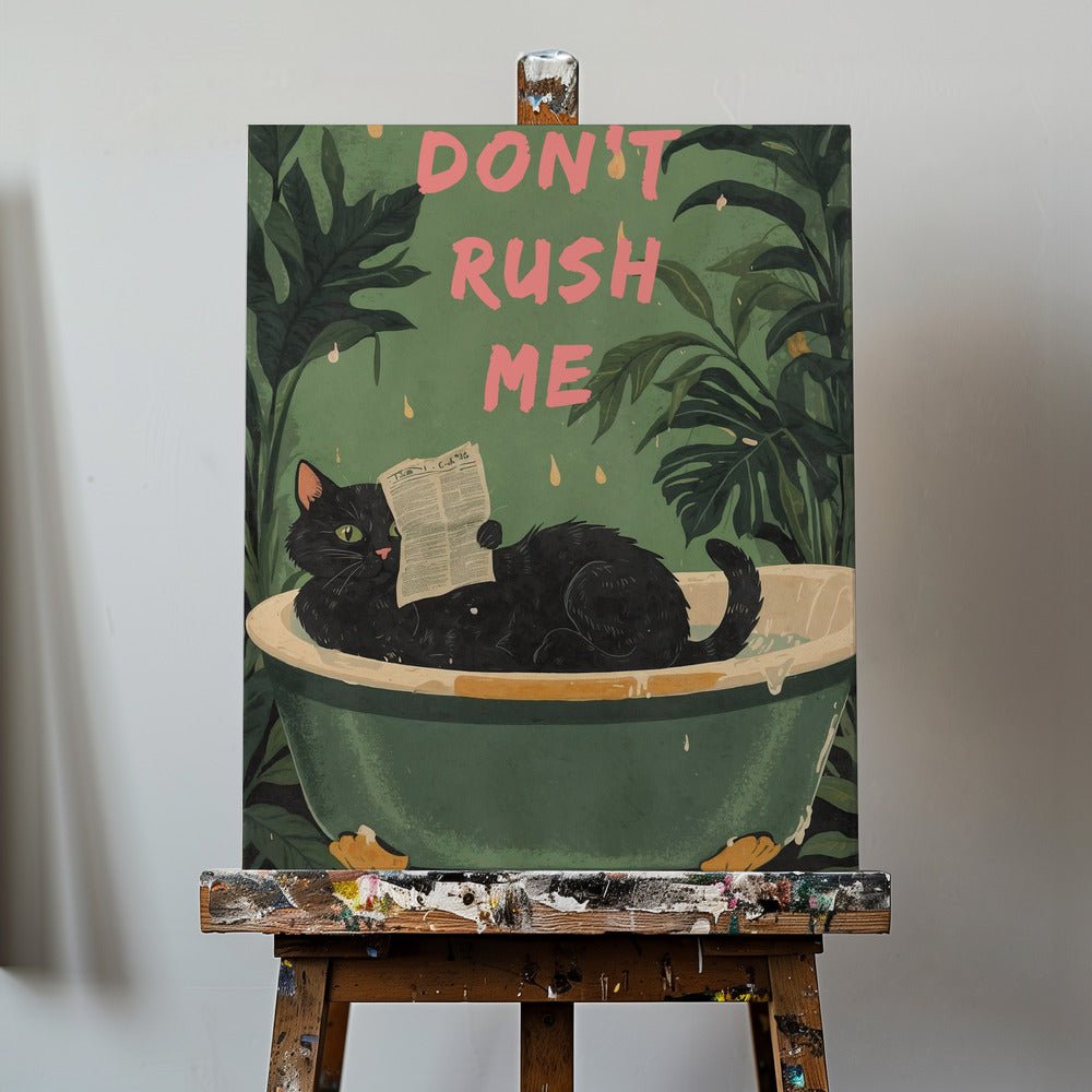 Cat Lounging In A Vintage Bathtub - 1X3082361 Canvas Print Wall Art - ART FEVER - Art Fever