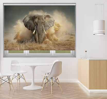 Powerful Elephant Dust Cloud Printed Roller Blind - 1X2869972