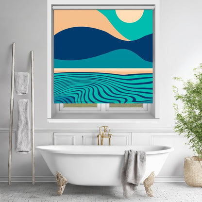 Cerulean Shore Topographical Abstract Printed Picture Photo Roller Blind - RB1453 - Art Fever - Art Fever