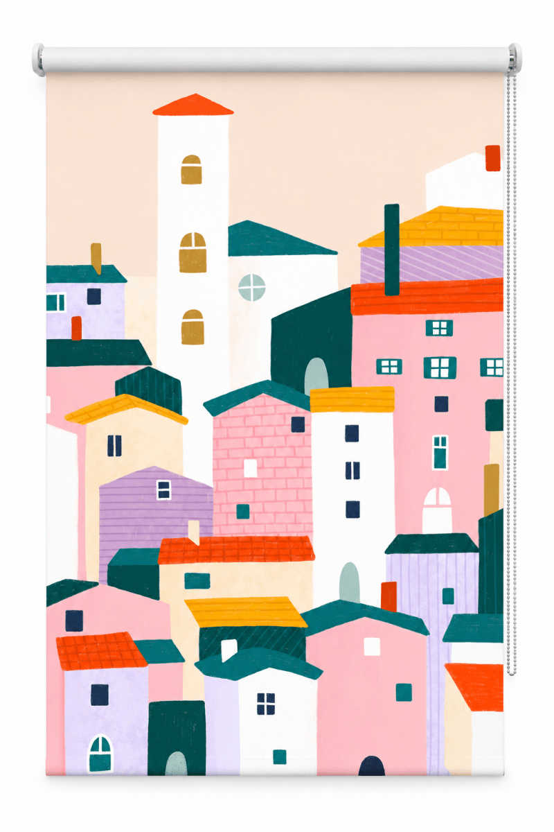 Charming Colorful Houses Printed Roller Blind - 1X2833185 - Art Fever - Art Fever
