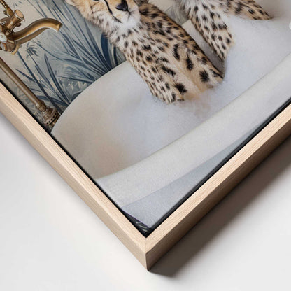 Cheetah Bath Time Duo Canvas Print Wall Art 1X3062979 - ART FEVER - Art Fever