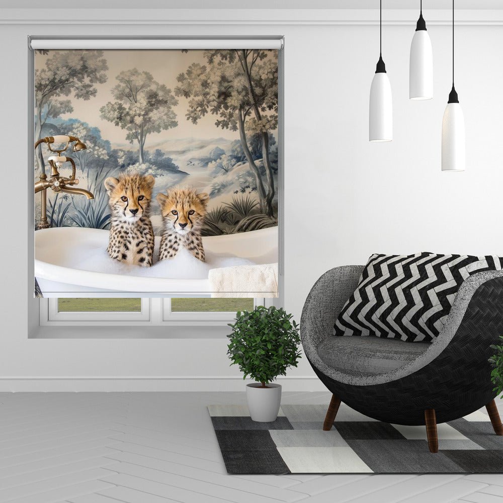 Cheetah Bath Time Duo Printed Picture Photo Roller Blind - 1X3062979 - Art Fever - Art Fever