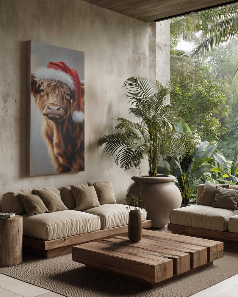 Christmas Highland Cow Canvas Print Wall Art 1X3231123 - ART FEVER - Art Fever