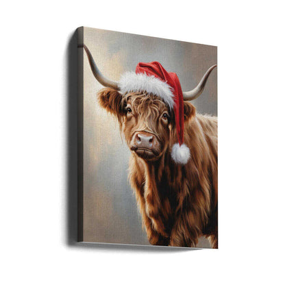 Christmas Highland Cow Canvas Print Wall Art 1X3231123 - ART FEVER - Art Fever