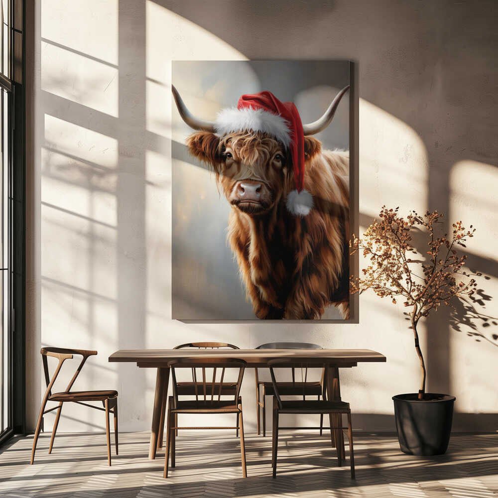 Christmas Highland Cow Canvas Print Wall Art 1X3231123 - ART FEVER - Art Fever