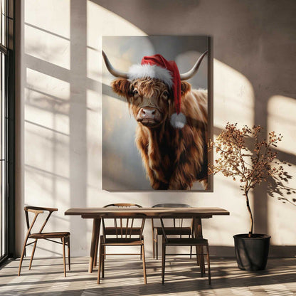 Christmas Highland Cow Canvas Print Wall Art 1X3231123 - ART FEVER - Art Fever