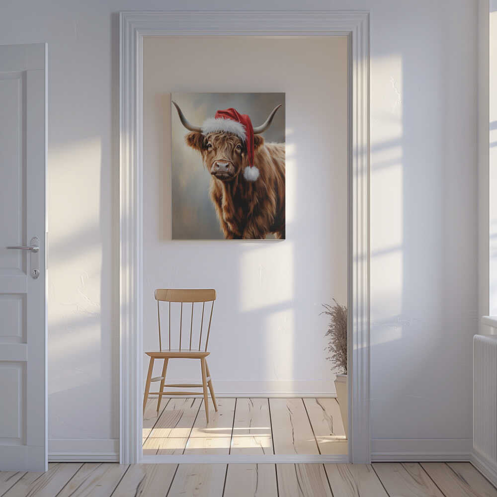Christmas Highland Cow Canvas Print Wall Art 1X3231123 - ART FEVER - Art Fever