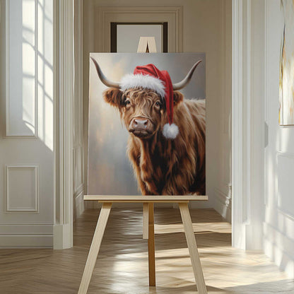 Christmas Highland Cow Canvas Print Wall Art 1X3231123 - ART FEVER - Art Fever