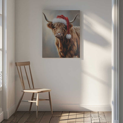 Christmas Highland Cow Canvas Print Wall Art 1X3231123 - ART FEVER - Art Fever