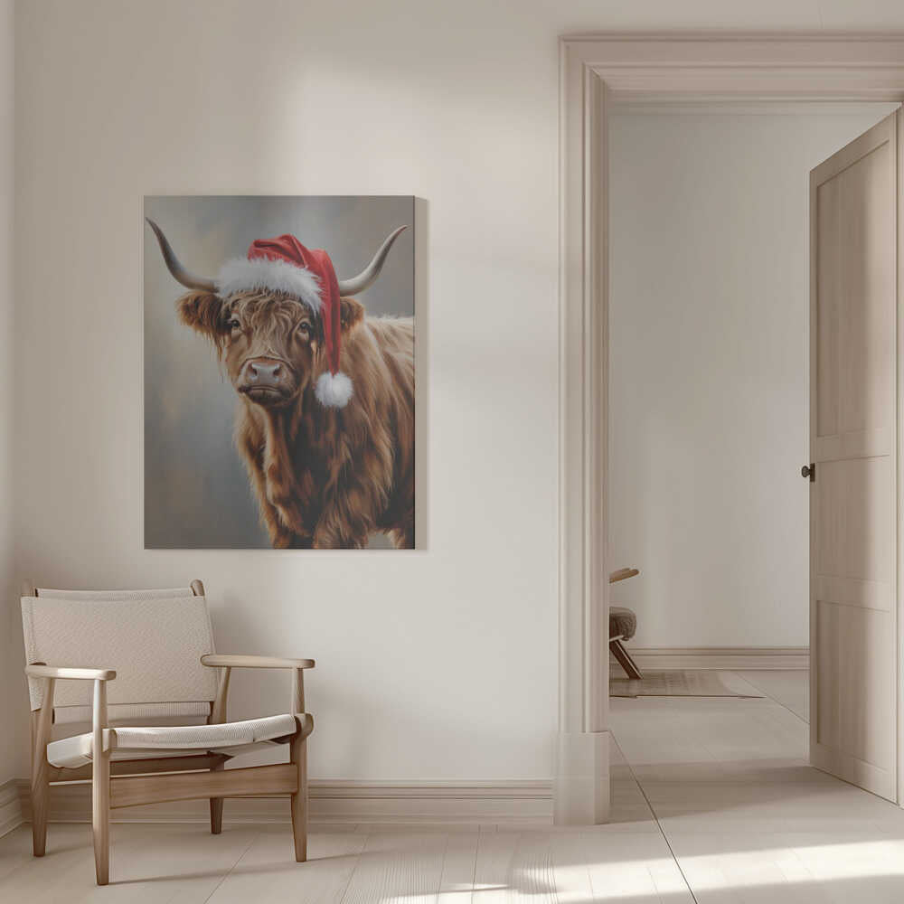 Christmas Highland Cow Canvas Print Wall Art 1X3231123 - ART FEVER - Art Fever