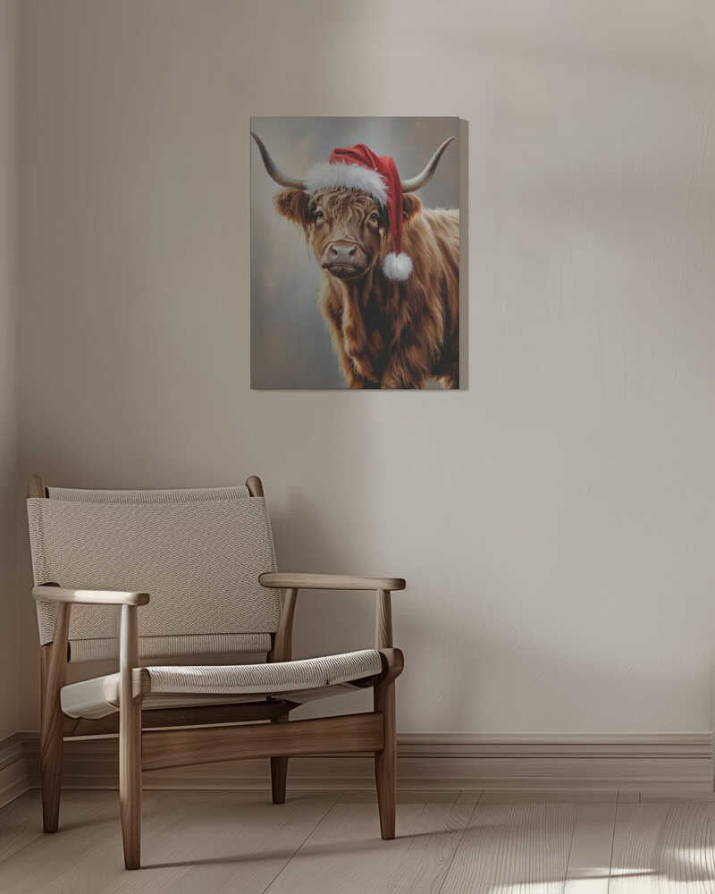 Christmas Highland Cow Canvas Print Wall Art 1X3231123 - ART FEVER - Art Fever