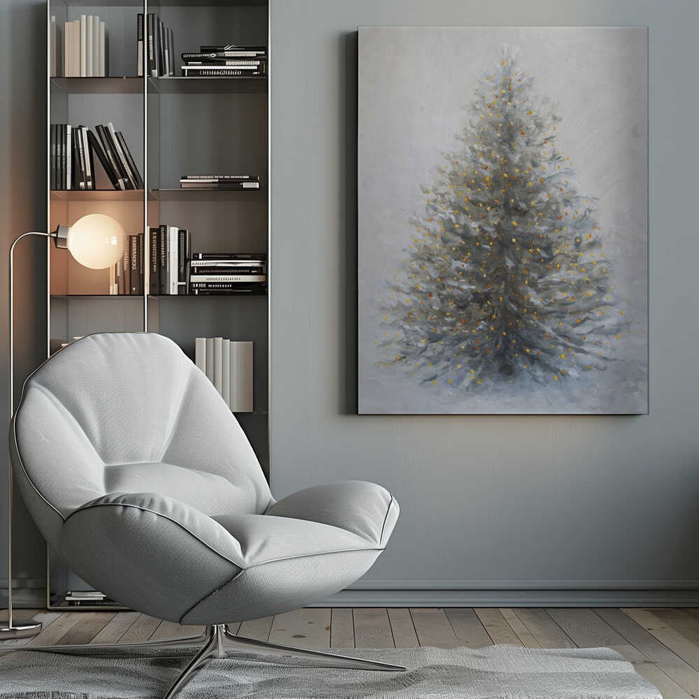 Christmas Tree In Snow Canvas Print Wall Art 1X3317397 - ART FEVER - Art Fever