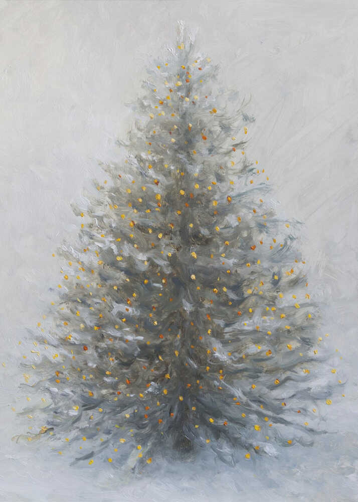 Christmas Tree In Snow Canvas Print Wall Art 1X3317397 - ART FEVER - Art Fever