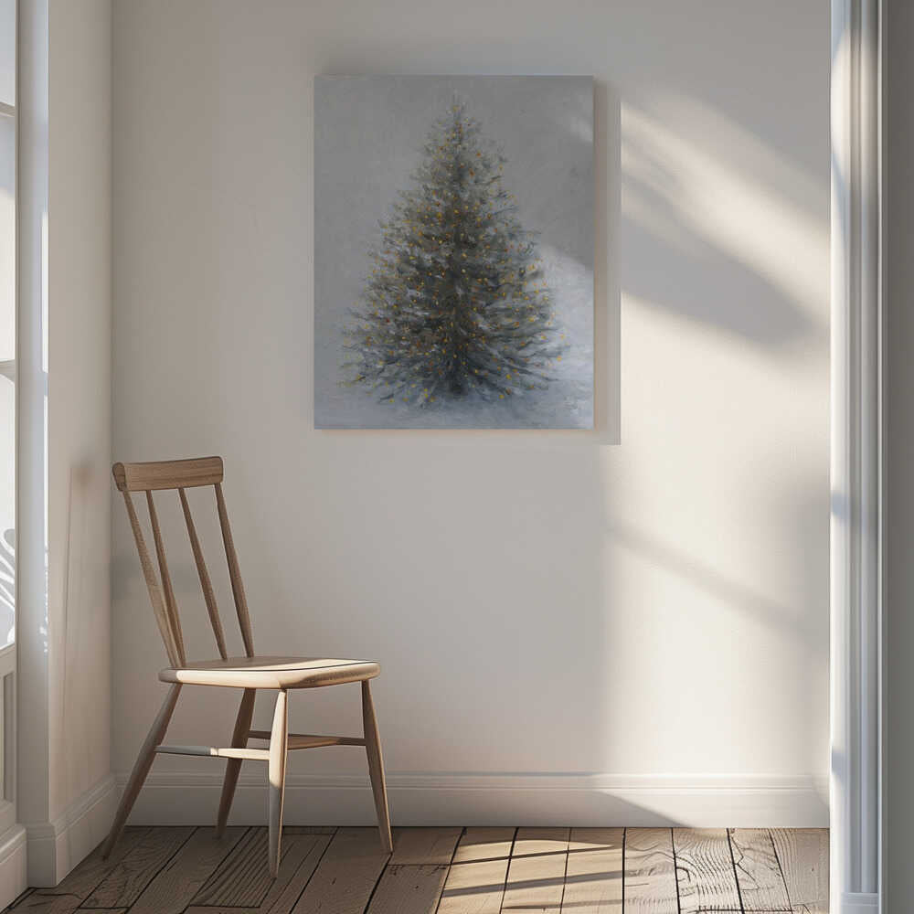 Christmas Tree In Snow Canvas Print Wall Art 1X3317397 - ART FEVER - Art Fever