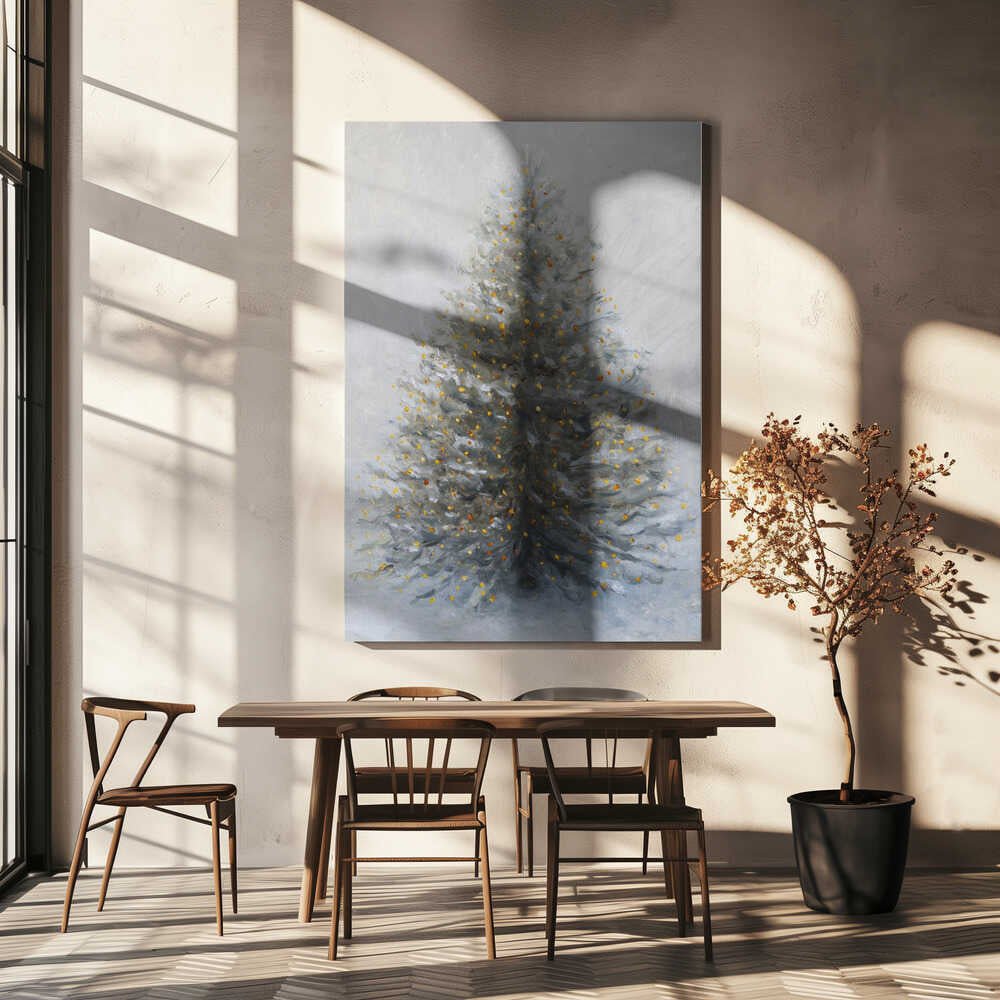 Christmas Tree In Snow Canvas Print Wall Art 1X3317397 - ART FEVER - Art Fever