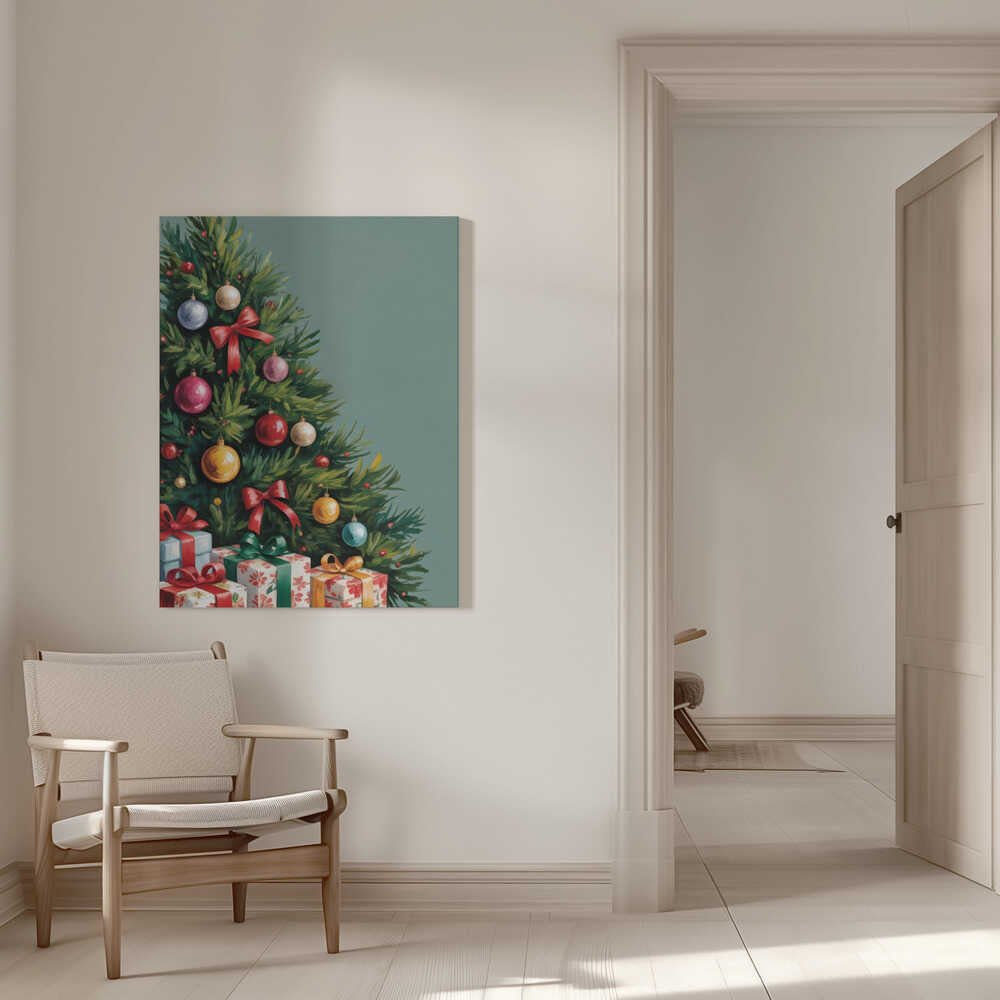 Christmas Tree With Presents Canvas Print Wall Art 1X3231141 - ART FEVER - Art Fever