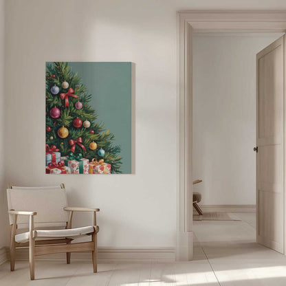 Christmas Tree With Presents Canvas Print Wall Art 1X3231141 - ART FEVER - Art Fever