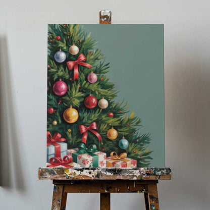 Christmas Tree With Presents Canvas Print Wall Art 1X3231141 - ART FEVER - Art Fever