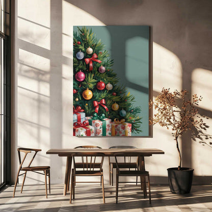 Christmas Tree With Presents Canvas Print Wall Art 1X3231141 - ART FEVER - Art Fever