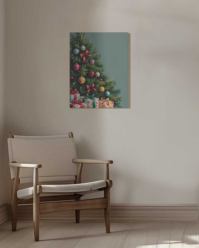 Christmas Tree With Presents Canvas Print Wall Art 1X3231141 - ART FEVER - Art Fever