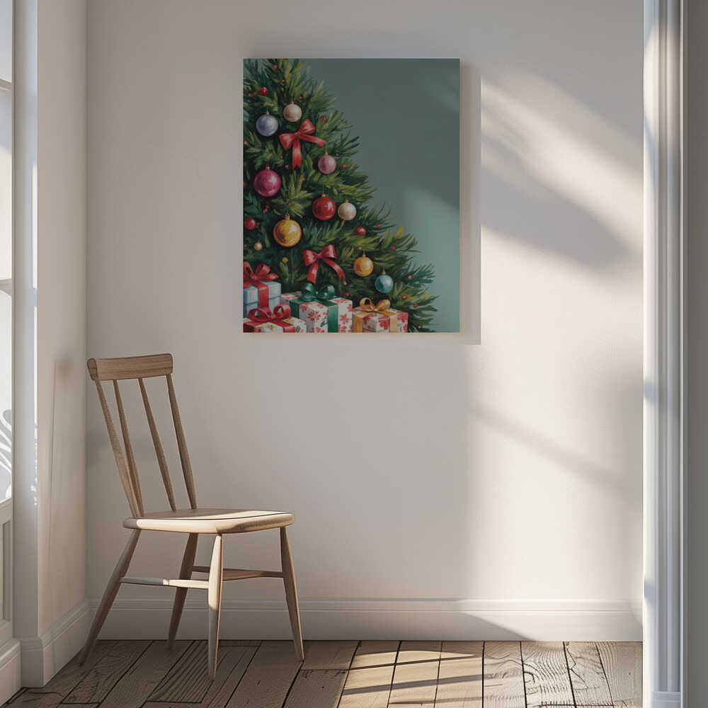 Christmas Tree With Presents Canvas Print Wall Art 1X3231141 - ART FEVER - Art Fever