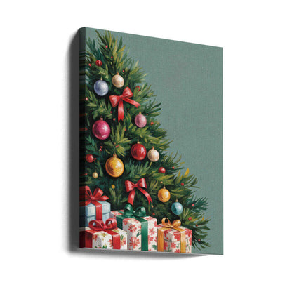 Christmas Tree With Presents Canvas Print Wall Art 1X3231141 - ART FEVER - Art Fever