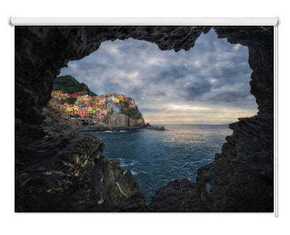 Cinque Terre Manarola Italy Cave View Printed Roller Blind - 1X1652000 - Art Fever - Art Fever