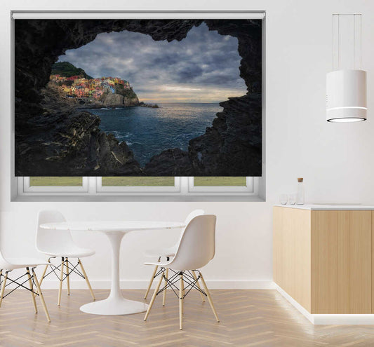 Cinque Terre Manarola Italy Cave View Printed Roller Blind - 1X1652000 - Art Fever - Art Fever