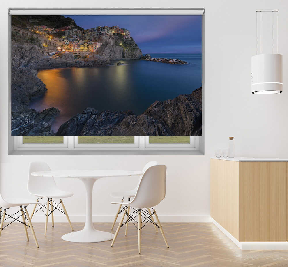 Cinque Terre Manarola Italy Twilight Printed Roller Blind - 1X1303363 - Art Fever - Art Fever
